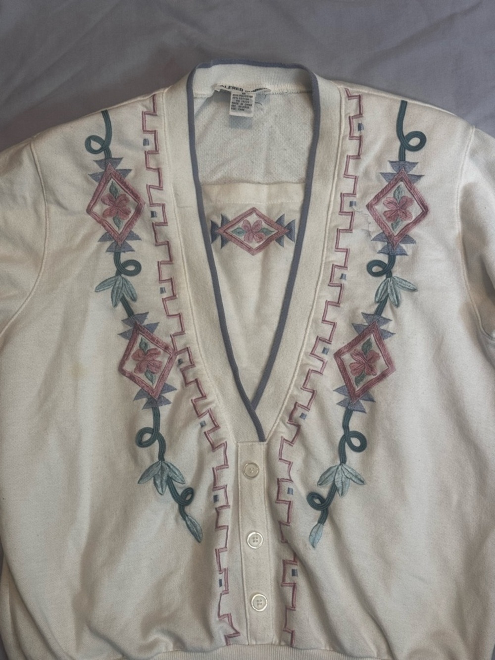 Vintage Alfred Dunner Embroidered Cardigan Sz Medium, Southwestern Floral - Picture 2 of 5
